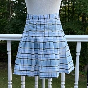 Y2K Rue21 twee Blue tartan Plaid Skater grunge coquette Clueless Skir L